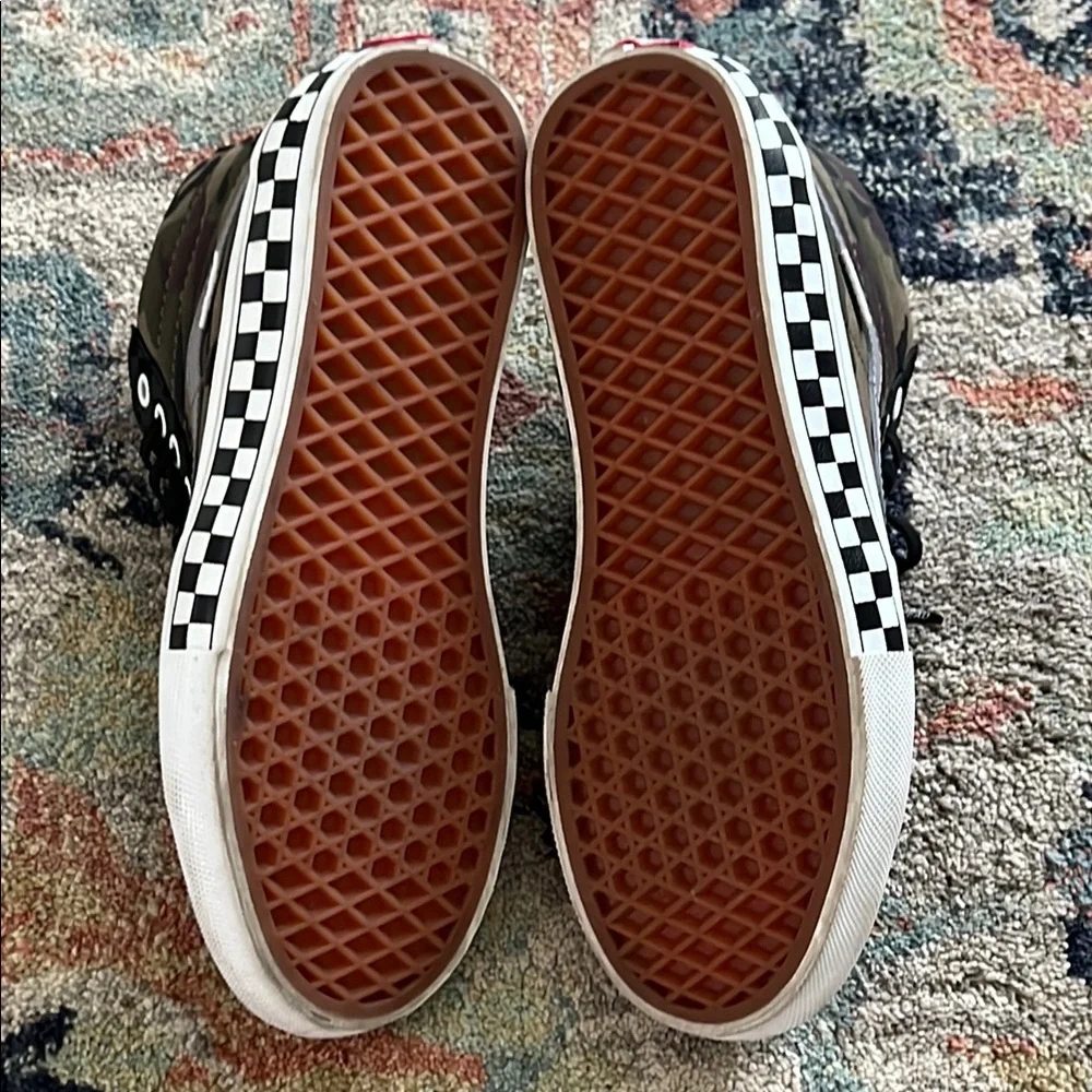 🖤NEW CUSTOM—Vans Sk-8 Camo/Leather Hi-Top Sneakers Checkered Detail—(Size 7)🖤 - Picture 9 of 9